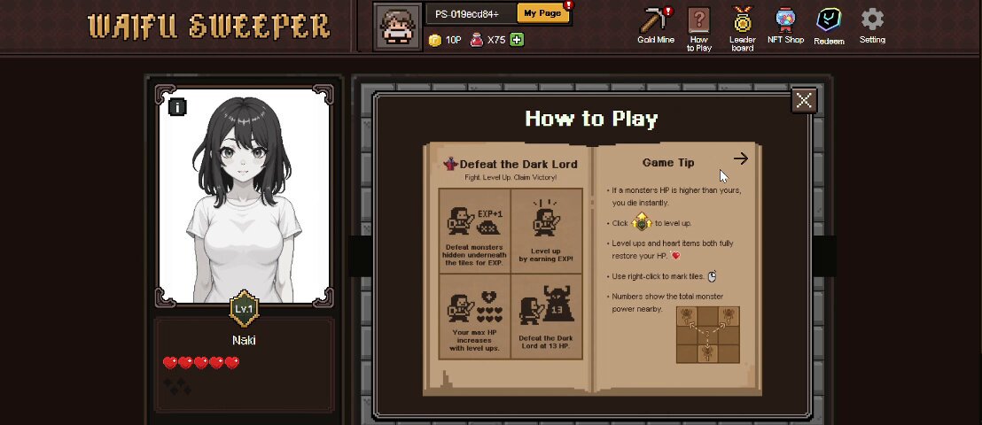 The image shows a screenshot of a computer screen from a video game called "@waifu" (which also appears to be an anime). The focus of the screenshot is a window with various details, including a menu bar that says 'How to Play' at the top and 'School' below. On this page, there's an image of a character and the word 'NAKI' along with the number 300. This suggests that the game has a free-to-play interface where players can start by connecting an Abstract wallet and signing up within minutes. The gameplay is straightforward, allowing users to try out new games without purchasing additional content or needing any prior experience.