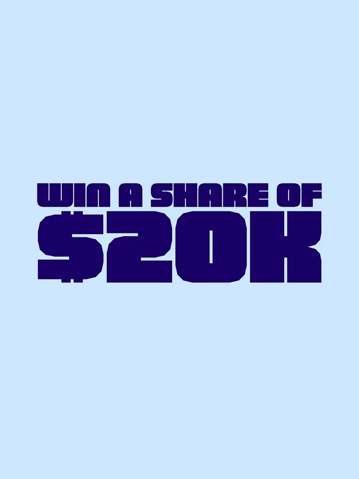 Bold text on a light blue background reading 'WIN A SHARE OF $20K', likely promoting a giveaway or contest.
