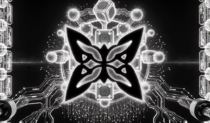 The image showcases a butterfly design with electronic circuits surrounding it. It features various elements such as gears, lines, dots, and cubes that are interconnected by small white lines, creating an intricate pattern. The butterflies' wings and antennae appear black against the light-colored background. The image also contains text about the emerging technology of quantum computers and how they can potentially break current cryptocurrency encryption systems. It is worth noting that the butterfly design appears to be a logo or a graphic related to the mentioned post, rather than an actual butterfly illustration in the image itself.