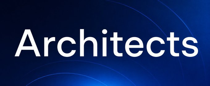 A simple dark blue banner with the word 'Architects' displayed in large white text.