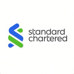 The image displays the Standard Chartered logo, featuring a stylized blue and green intertwined design alongside the company's name. This relates to the post, which discusses Standard Chartered's bullish price forecast for Arbitrum's $ARB token, projecting a significant rise to $10 by 2030.