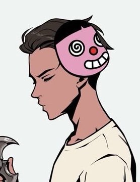 The image depicts a young man in profile view wearing a large pink clown mask on the back of his head, revealing his neutral facial expression on the other side—a visual metaphor for the duality of presenting a cheerful facade while privately holding negative opinions. This relates to the post about "influencer Wale Swoosh" deleting his account, suggesting he has been performing positivity publicly while the PNL claims were "fake."