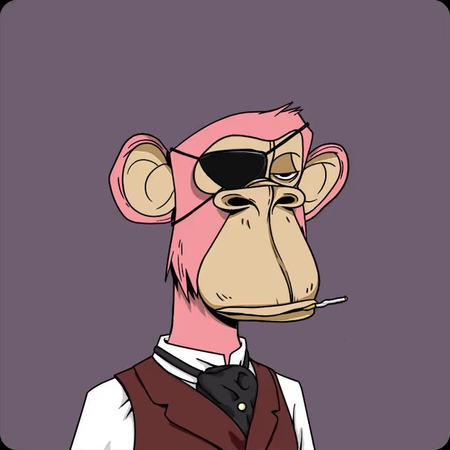 The image features a cartoon monkey wearing a suit, tie, and glasses, with a cigarette in its mouth. The monkey appears bored and unenthused while smoking the cigarette. The caption for this image reads "Bored Ape Yacht Club. That's it. That's the post."