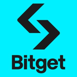 The image shows the Bitget logo on a turquoise background. It relates to the news of a major hack on the Bitget cryptocurrency exchange, where around $350 million was reportedly stolen by suspected North Korean-linked groups.