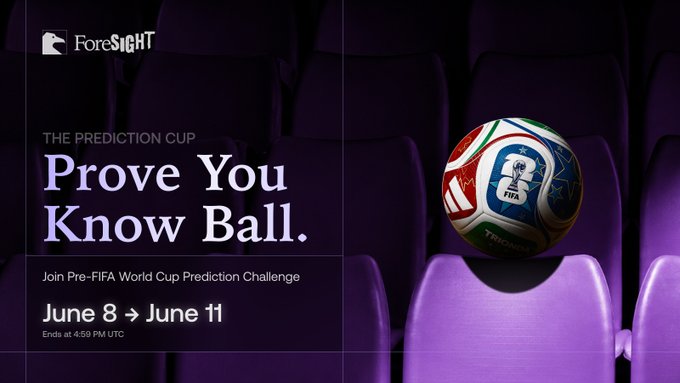 The image features a purple chair with a soccer ball sitting on top of it. The background shows rows of chairs filled with people watching a sports event, likely a soccer match or a similar gathering related to the Prediction Cup. The text "Prove You Know Ball" is displayed in white letters above and below the soccer ball, suggesting that this image might be promoting an event or challenge related to predicting the outcome of a soccer game using probability and statistics.