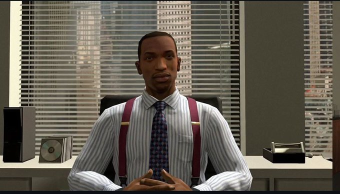 A businessman in a striped shirt and suspenders sits confidently at his office desk with hands clasped, conveying success and professionalism—visually reinforcing the post's announcement of landing a major deal with one of the top five crypto exchanges.