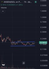 A trading chart for the meme coin $ANSEM on Raydium shows the price at 0.01814 (down 1.38%), with the recent trend appearing relatively flat near a support level—visually reinforcing the post's joke about "JEETS selling" just before new all-time highs.