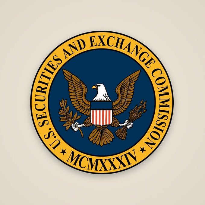 The official seal of the U.S. Securities and Exchange Commission (SEC), featuring an eagle with a shield and the Roman numerals 'MCMXXXIV' (1934).
