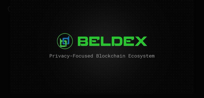 A logo for BELDEX with the tagline 'Privacy-Focused Blockchain Ecosystem' is displayed in green text on a dark background.