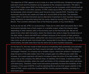 The image shows a page with text written on it. The content focuses on the price of STRC, a stock symbol related to trading activities. It suggests that the price of STRC might crash soon, possibly by around 50% due to various economic factors such as market instability and decreased trade volumes. This information is relevant for those interested in investing or trading in stocks like STRC.