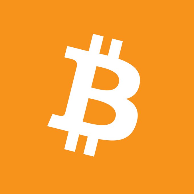 The Bitcoin (₿) cryptocurrency logo displayed in white on a solid orange background.