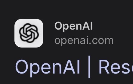 A dark screen showing the OpenAI logo and website link (openai.com), with "OpenAI | Res..." text visible below.