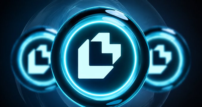 The image features a logo for an app called "Onchain GM: Take Action!" The logo consists of three circles, each containing a different color - blue, green, and white. The largest circle contains a blue triangle with a white "L" inside, while the other two circles contain smaller versions of the same triangle. The background is dark blue, providing a contrast to the vibrant colors of the logo. The post mentions that this app is designed for users who want to take action on their mobile devices and encourages them to download it.