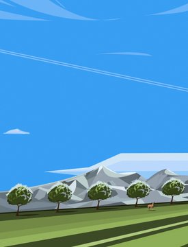A serene digital illustration of a green meadow with a row of trees beneath a vast blue sky, mirroring the peaceful tone of the post celebrating a successful NFT sale to @Sneketoshi. The tranquil landscape visually echoes the calm, positive "good morning" vibe of the message.