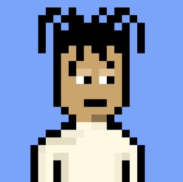 A pixel-art portrait of a person with messy black hair against a blue background. The image doesn't show any specific text, numbers, or NFT artwork, but it visually represents the type of "profile picture" (PFP) style collection associated with NFT projects like Nakamigos, fitting the post's context about accumulating such digital collectibles.