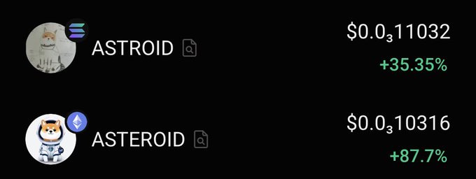The image contains two lines of text that appear to be a list of names or descriptions, with one line stating "Astroid" as its name and another showing a price chart or graph related to Astroid cryptocurrency. The main focus of the image is on the names Astroid and how they are depicted in both lists.