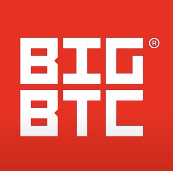 The image shows the "BIG BTC" logo in bold white pixelated text on a red background. This aligns with the post's message of "Big Bitcoin" support, serving as the official logo of the "Big Bitcoin" movement.
