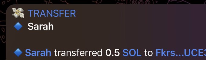 Sarah has been paid 0.5 SOL from the first winner, Fkrs...UCE3.