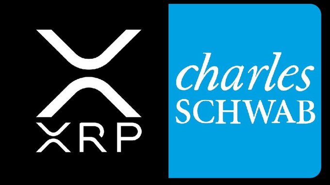 The image features a logo for Charles Schwab, an American multinational financial services company that was founded in 18th century Switzerland. The logo consists of two white X's crossed over each other with a blue line through them. Below the logo, there is text that reads "BREAKING NEWS: CHARLES SCHWAB IS NOW INTRODUCING !!!". This suggests that Charles Schwab has recently launched a new service or product related to cryptocurrency trading and assets. The company aims to provide its users with 24/7 access to this service across all of their platforms, including those for Bitcoin and other cryptocurrencies.