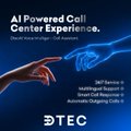 A promotional graphic titled 'AI Powered Call Center Experience' featuring two hands reaching toward each other, advertising ETEC's 24/7 AI Service with multilingual support and a Smart CRM Response system.