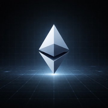 The image shows the Ethereum logo, a diamond-shaped geometric emblem, glowing in blue against a dark grid background, symbolizing the Ethereum network that Aave operates on. It visually reinforces the post's message about a surge in new Ethereum wallets interacting with the Aave DeFi protocol.