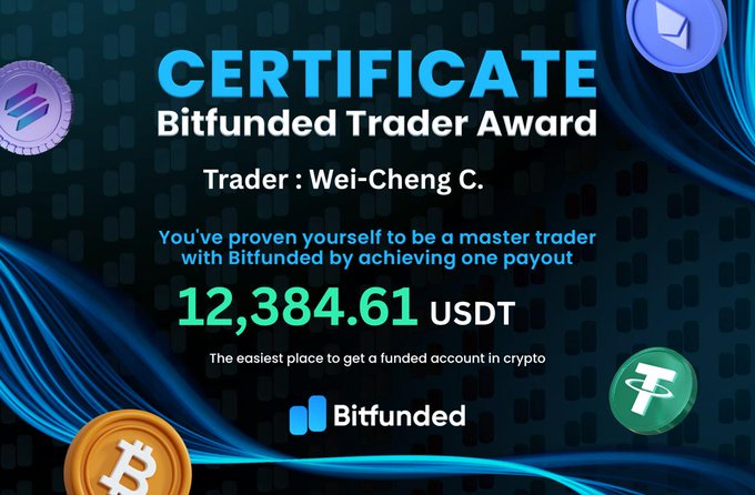 ers, that is, the people or entities involved in the trading activities for Bitfunded. In this case, they are Wei-Cheng C., a Trader. He has managed to earn 12,384.61 USDT (US dollar) by investing his capital on Bitcoin and other virtual assets such as Etherium, and he has been paid out with the funds in return. The post is sponsored by Bitfunded.