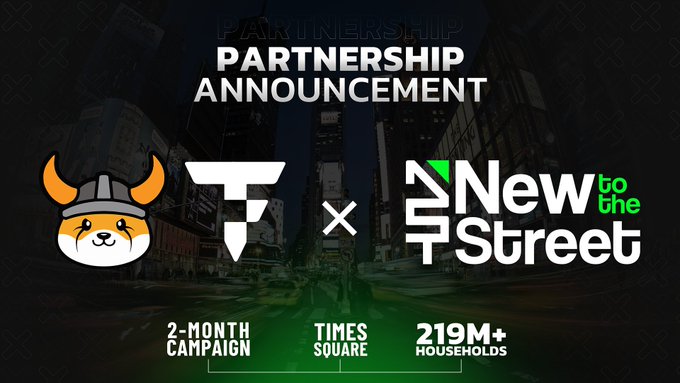 The image features an advertisement for a partnership between FINTECH TV and TOKEN, which is promoting their new U.S. media campaign with New to The Street. The poster includes a cartoon character wearing a helmet and a sword, symbolizing the crypto industry's strength and determination. The text on the poster announces that they are expanding their presence beyond the crypto space into mainstream financial media. This partnership aims to increase visibility and reach for both FINTECH TV and TOKEN by showcasing their collaboration in an eye-catching manner.