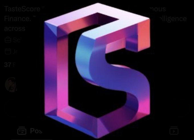 The Polymarket logo, a 3D cube-style 'PS' design in purple, pink, and blue gradient colors, displayed over a website interface.