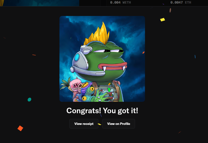 The image features a cartoon frog wearing headphones, standing against a blue sky background. It appears that the frog has just purchased something from an online store using a credit card or PayPal account. The text in the image reads "Congratulations! You got it!".