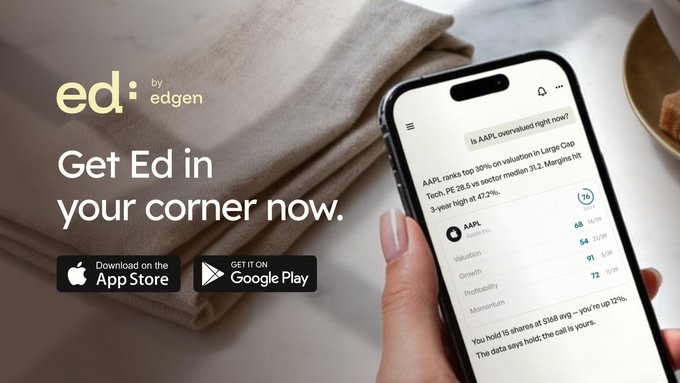 iced tea on a white plate, with the text "EDGEN" and "Get ED IN YOUR CORNER NOW."