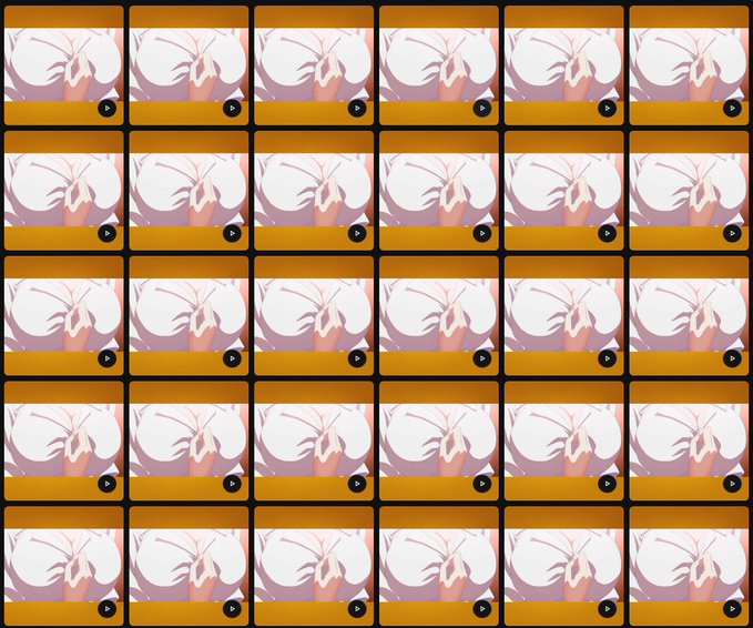 A grid of 30 identical cartoon-style images showing a hand or claw-like figure reaching out, arranged in rows with each tile featuring a small black circle in the corner, symbolizing the repetitive hype and excitement around the "@TrustUsNFT" crypto announcement that allegedly "kickstarted the bull run."