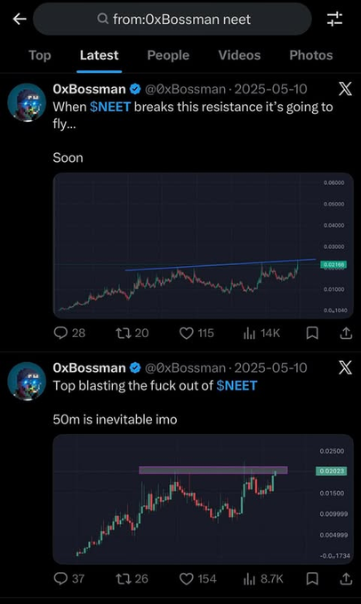 The image features a social media post, possibly from Twitter or Facebook, with two different graphs displayed side by side next to each other. The first graph represents an upward trend of 50m dollars, while the second graph shows a downward trend on $neet. The text within the posts provides some context about the situation. The user at the top of the post is reacting negatively and laughing at the current state of affairs involving the hashtag #neet or @Neet. The users who followed this post are likely feeling similarly frustrated by the constant negativity in their feeds, as they see others engaging with and sharing content about $neet on social media platforms like Twitter and Facebook. This highlights how certain topics can dominate conversations within online communities and contribute to a negative atmosphere around them.