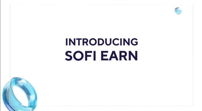 A promotional graphic reads “INTRODUCING SOFI EARN,” with translucent blue ring-like 3D shapes on a white background. It supports SoFi’s announcement of the SOFIE RWA bank deposit token, described in the post as offering 4.4% APY and attracting onchain deposits.