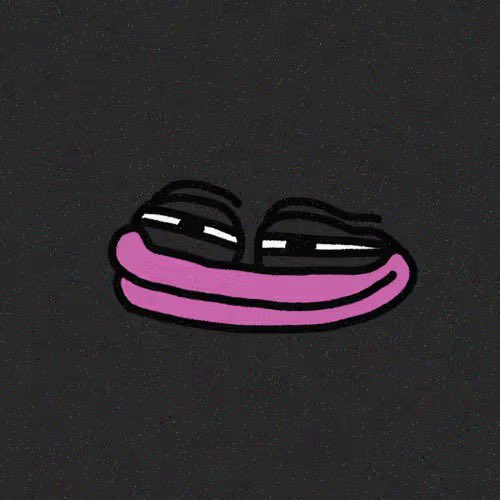 A cartoon face with droopy, half-closed eyes and a wide pink smile is centered on a black background. The unenthusiastic, forced grin visually conveys the frustration of being an @r3tardsNFT holder, matching the post's complaint about the project's lack of activity and opportunities for its community.