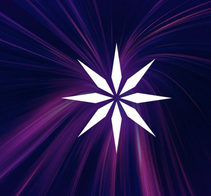 The image displays the white logo of Ice Open Network (ION) against a purple and dark blue background with light streaks, likely representing the brand's identity.
