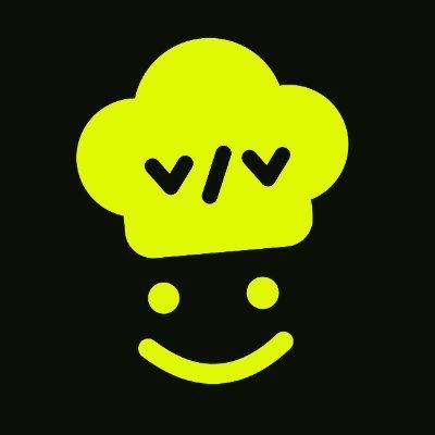 A bright yellow-green logo featuring a stylized smiling character wearing a chef's hat, with "v/v" lettering displayed on the hat. The image serves as the branding for the vibe/vibe project mentioned in the post, which highlights the team's return to the Robinhood Chain with a new launchpad vision.