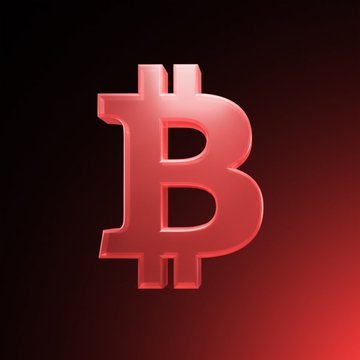 The image shows a vibrant illustration of a red letter "B", which stands out against the dark background. In the foreground, there's a caption that reads "ALERT: Bitcoin falls below $67,000. A level last seen April 3rd this year." This adds context to the image and highlights the significance of Bitcoin in today's market.