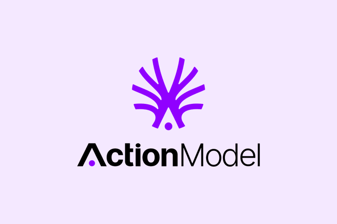 The image features a logo for an action model company named "Action Model" with purple and black colors. The logo includes a stylized representation of a tree, which is often associated with nature or growth. The text "action model" is written below the tree design in black letters. The image also contains some text that reads: "Today I sat down and thought what if @ActionModelAI extends its reach into RWA tokenization? tokenizing assets is relatively easy, verifying them is the hard part".