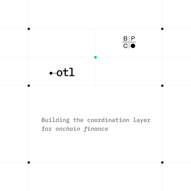 The image features a white background with black text that reads "Building the coordination layer for onchain finance" followed by a list of six blockchain foundations, including @Solana, @StellarOrg, @0xPolygon, @ton_blockchain, @SuiNetwork, and @Monad. The post also mentions OTL's chain-agnostic design, which allows it to work with any of these blockchain foundations for onchain finance purposes.