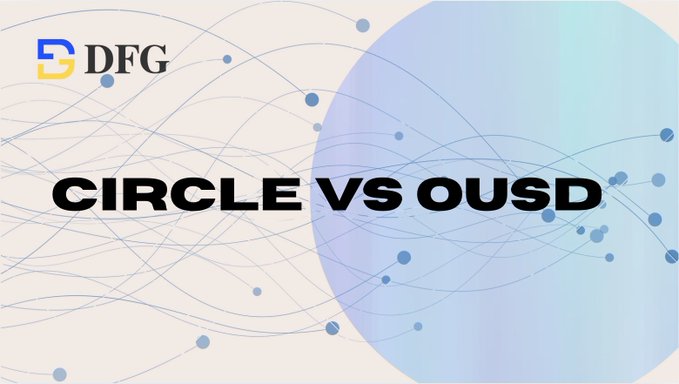 A promotional graphic with a blue gradient background and network node patterns displays the DFG logo and 'CIRCLE VS OUSD' in bold black text.