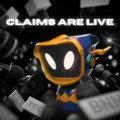 A dark 3D animated character holding a glowing hammer with the text 'CLAIMS ARE LIVE' overlaid at the top.