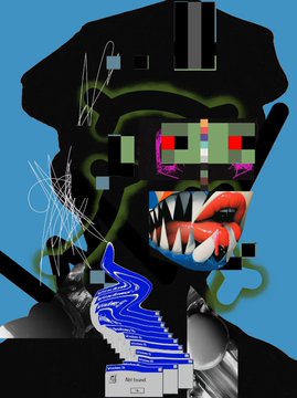 A dark, surreal digital portrait with glitch effects and sharp blue accents, accompanied by a celebratory post praising R3ORDR legends acquiring "Birds" NFTs, noting @RarePatterns as the top holder with 300 Birds and 314 R3ORDR tokens.