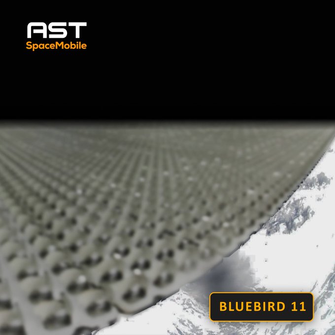 An extreme close-up reveals the textured surface of a BlueBird 11 satellite by AST SpaceMobile, highlighting its intricate grid-like pattern and perforated details.