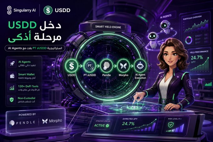 The image presents an illustration of a woman standing by a computer monitor, which displays an abstract representation of a currency exchange process using lines and dots. This abstract representation can be interpreted as a digital artwork or an infographic related to stablecoins and blockchain technology. The text "Stablecoin back in the day, its concept was simple Converting value storage and fast liquidity But what'S happening with USDD right now is a bit different Integrating the PT-sUSDD strategy with Singularry AI means DeFi uses are entering a smarter phase" suggests that this image is related to a discussion about changes or advancements in cryptocurrency technology, specifically focusing on USDC. The woman and her actions can be seen as an exploration of how such technological innovations have evolved over time.