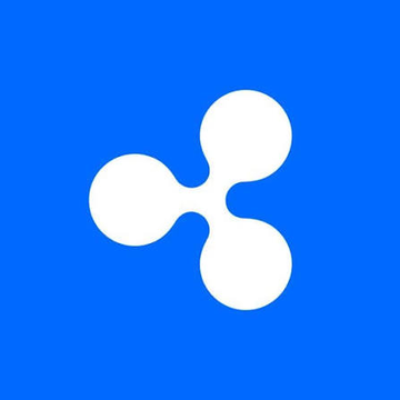 The Ripple (XRP) cryptocurrency logo, a white three-pronged symbol on a blue background.