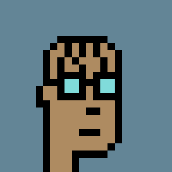 A pixel art "Cryptopunk" with tan/blonde hair and bright cyan-blue eyes on a blue background, representing Punk #909. The image visually corresponds to the post, which announces that this punk is being added to the Canon Punks collection as part of a larger narrative.