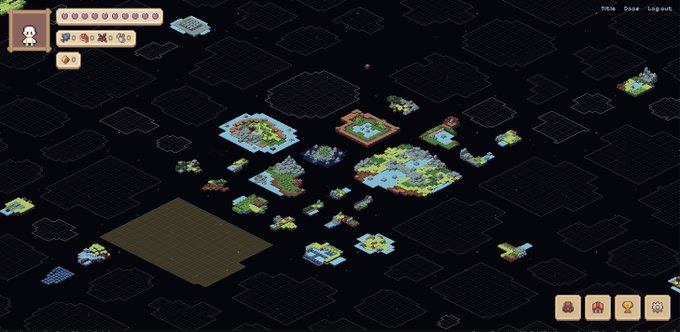 The image shows an open game window with a black background featuring a detailed map of a world filled with various buildings and structures. The title "GM! Worlds are growing - nearly half the map is owned by players A hotfix that addresses recent user reports drops soon Then, a much bigger update (first of many)". This suggests that the game has been recently updated or is in the process of being updated, as it appears to be a popular and well-liked game among its users.