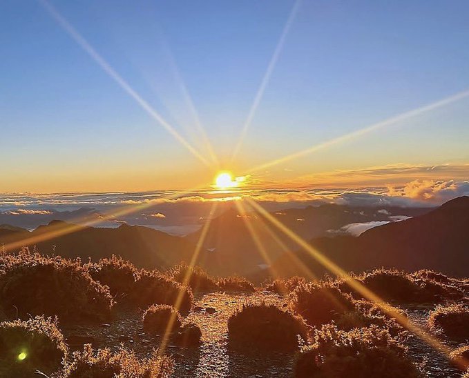 A breathtaking sunrise over a mountain summit, casting golden rays through the crisp morning air above a sea of clouds — a fitting visual metaphor for "still feeling early," capturing that fresh, limitless sense of possibility at the dawn of building on Base.
