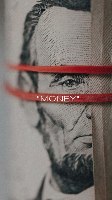 The image shows a close-up of a $20 bill featuring Abraham Lincoln's face, wrapped with red rubber bands, and overlaid with the text "MONEY."

This image of money fits the post's promotional context, highlighting the $21,000 prize pool funded through Web3 for the Timesoul mindfulness app.