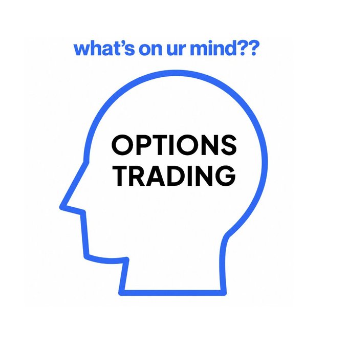 A graphic featuring a blue outline of a head with the text 'OPTIONS TRADING' inside, topped with 'what's on ur mind??' in blue.